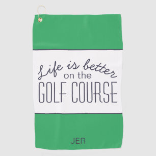 Toalla De Golf La vida es mejor dicho de golf divertido verde azu