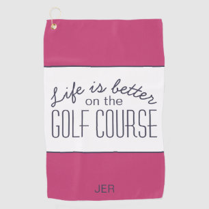 Toalla De Golf La vida es una mejores rosa fuerte y blanco de la