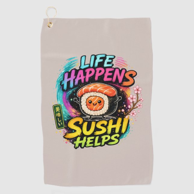 Toalla De Golf La vida sucede Sushi ayuda (Anverso)