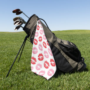 Toalla De Golf Labios rojos y rosados, patrón de labios, labios,