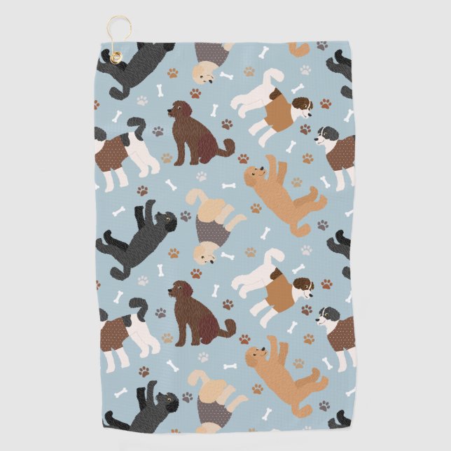 Toalla De Golf Labradoodle / Goldendoodle Bones and Paws (Anverso)