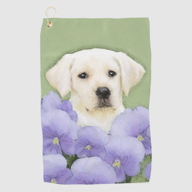 Toalla De Golf Labrador Recuperador Pintura de Cachorro Original  (Anverso)