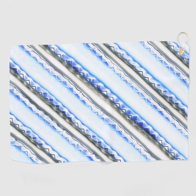 Toalla De Golf Láceas en rayas anchas en azul para despejar gris (Horizontal)