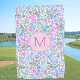 Toalla De Golf Lady Golfer Pink Blue Preppy Custom Initial Ladies