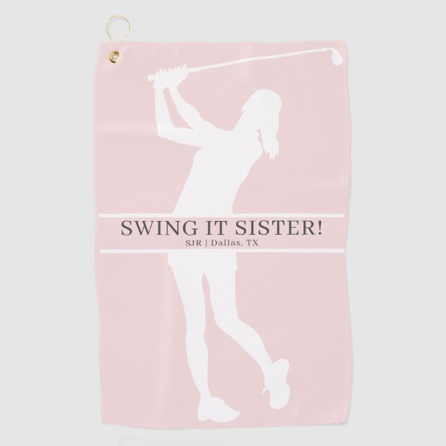 Toalla De Golf Lady Golfer Silhouette Personalized Monogram (Anverso)