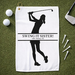 Toalla De Golf Lady Golfer Silhouette Personalized Monogram