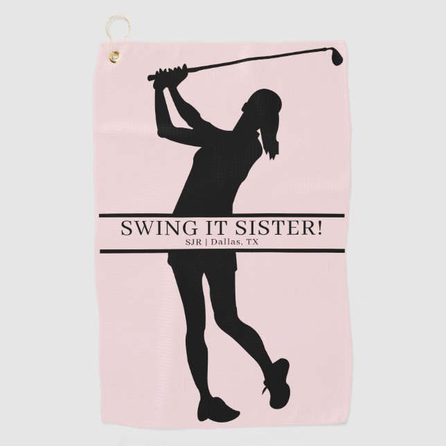 Toalla De Golf Lady Golfer Silhouette Personalized Monogram (Anverso)