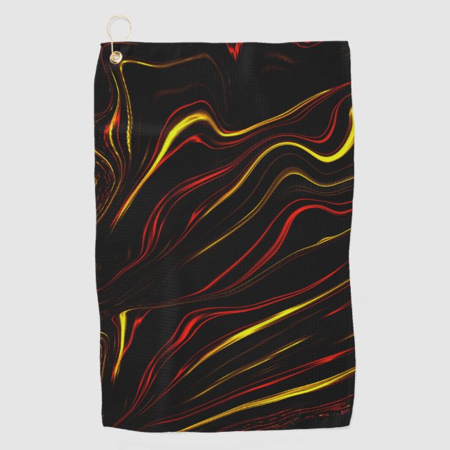 Toalla De Golf Largas huellas de oro rojo ondulado sobre fondo ne (Anverso)
