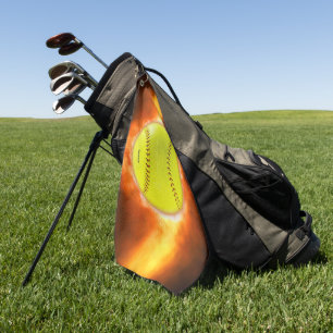 Toalla De Golf Las llamas de pelota blanda amarilla de SlipperyJo