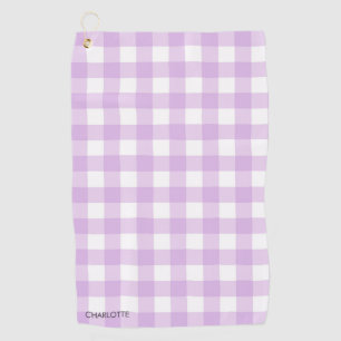 Toalla De Golf Lavanda artesanal personalizada Lilac Gingham Plai
