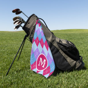 Toalla De Golf Lavanda de frambuesa azul Magenta Argyle personali
