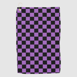 Toalla De Golf Lavanda y patrón negro de verificación