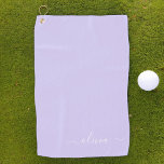 Toalla De Golf Lavender Purple Modern Script Girly Monograma Nomb<br><div class="desc">Toalla de Golf Lavender Purple Monograma Nombre. Esto hace que el dulce perfecto cumpleaños 16,  boda,  ducha de novia,  aniversario,  ducha de bebé o fiesta de soltera sea regalo para alguien que ama el lujo glam y los estilos de moda.</div>
