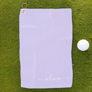 Toalla De Golf Lavender Purple Modern Script Girly Monograma Nomb