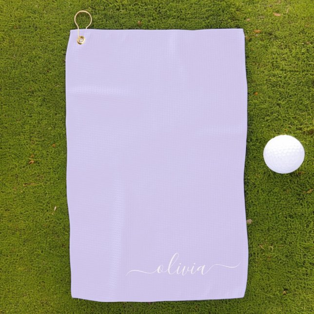Toalla De Golf Lavender Purple Modern Script Girly Monograma Nomb (Subido por el creador)