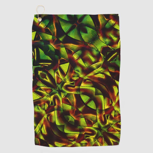 Toalla De Golf Lazos deformados de lazos verdes quemados (Anverso)