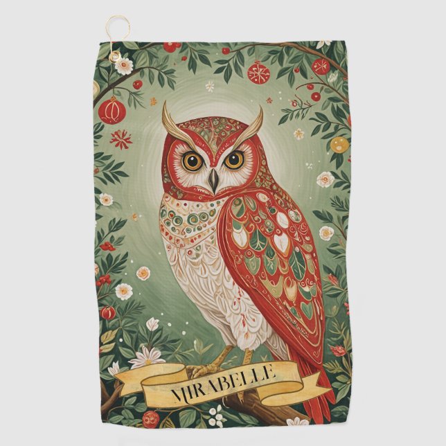 Toalla De Golf Lechuza Festiva Personalizada (Anverso)