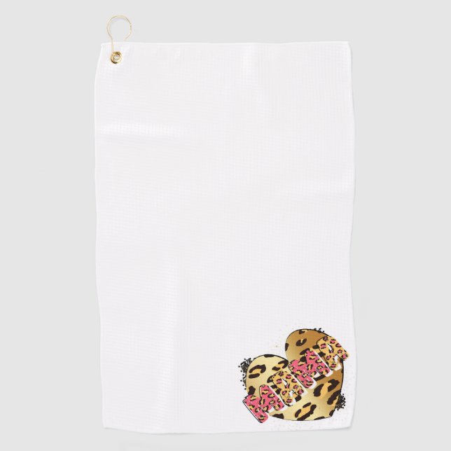 Toalla de golf Leopard Print Mama Heart (Anverso)