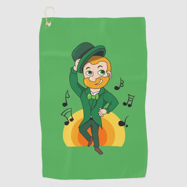Toalla De Golf Leprechaun bailando, personalizado de San Patricio (Anverso)
