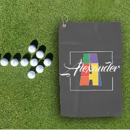 Toalla De Golf Letra de color inicial mejor monogramada A gris