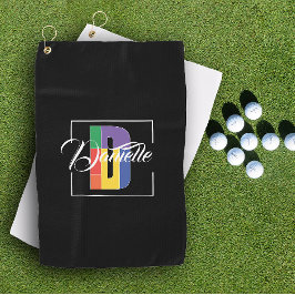 Toalla De Golf Letra de color inicial monocroma de estilo elegant