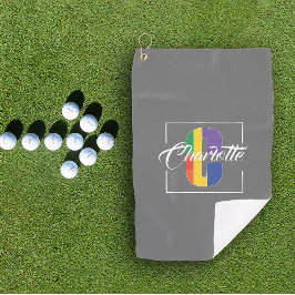 Toalla De Golf Letra de color inicial monocroma elegante C gris