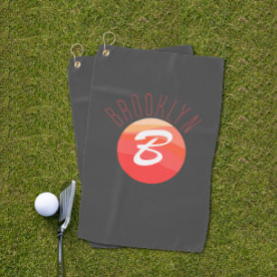 Toalla De Golf Letra minimalista en monograma B naranja de coral