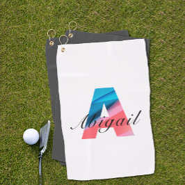 Toalla De Golf Letra minimalista monograma A azul coral blanco