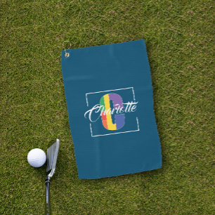 Toalla De Golf Letra monocroma de color inicial elegante C azul