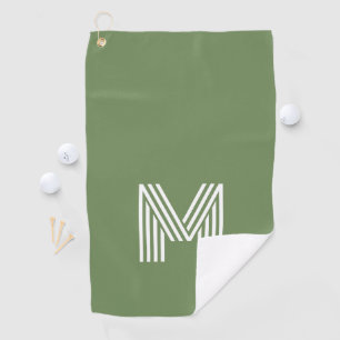 Toalla De Golf Letra monograma grande verde sabio moderna M