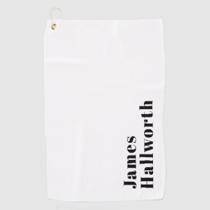 Toalla De Golf Letra retro moderna y elegante Negro editable