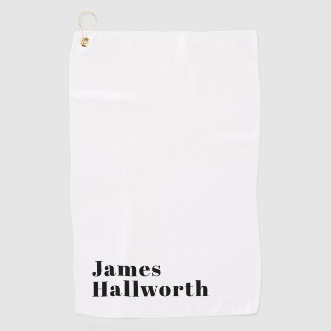 Toalla De Golf Letra retro moderna y elegante | Negro editable (Anverso)