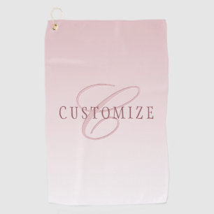 Toalla De Golf Letras Elegantes & Monograma Rosa Ombre
