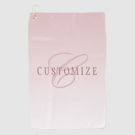 Toalla De Golf Letras y monograma elegantes | Rosa Ombre