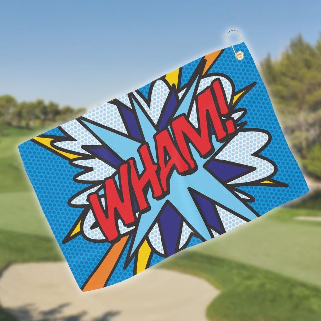 Toalla De Golf Libro de Cómic WHAM Diversión Moderna de Moda (Comic Book WHAM Modern Fun Trendy Golf Towel)