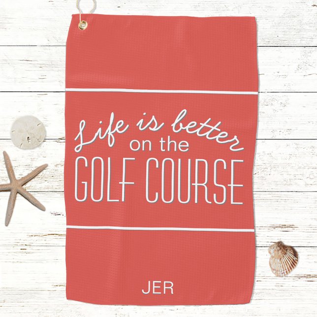 Toalla De Golf Life is Better Golf Course Quote Typography Red (Subido por el creador)