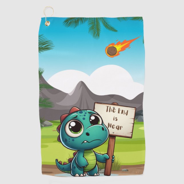 Toalla De Golf lindo, divertido dinosaurio (Anverso)