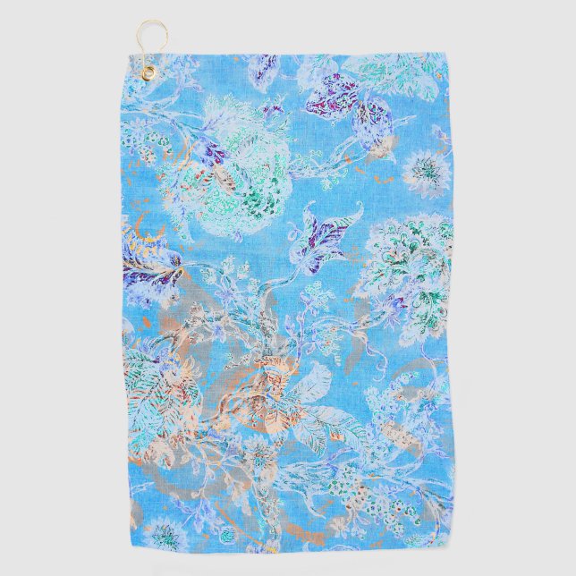 Toalla De Golf Lindo floral pastel azul (Anverso)