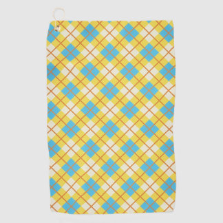 Toalla De Golf Lindo patrón argyle amarillo soleado y azul