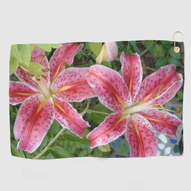 Toalla De Golf Lirios Stargazer Jardín Floral (Horizontal)