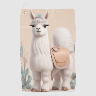 Toalla De Golf Llama con silla en el desierto