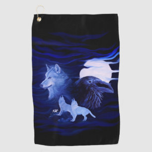 Toalla De Golf Lobos y Raven con luna llena