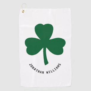 Toalla De Golf Lucky Shamrock Green Clover Monograma
