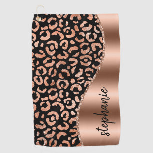 Toalla De Golf Lugares de leopardo de lámina falsa Glam Rosa Dora