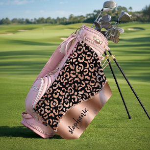 Toalla De Golf Lugares de leopardo de lámina falsa Glam Rosa Dora