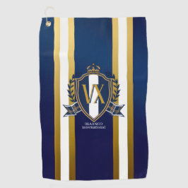 Toalla De Golf Lujo Azul y Blanco con Cresta Monogramada Decorati