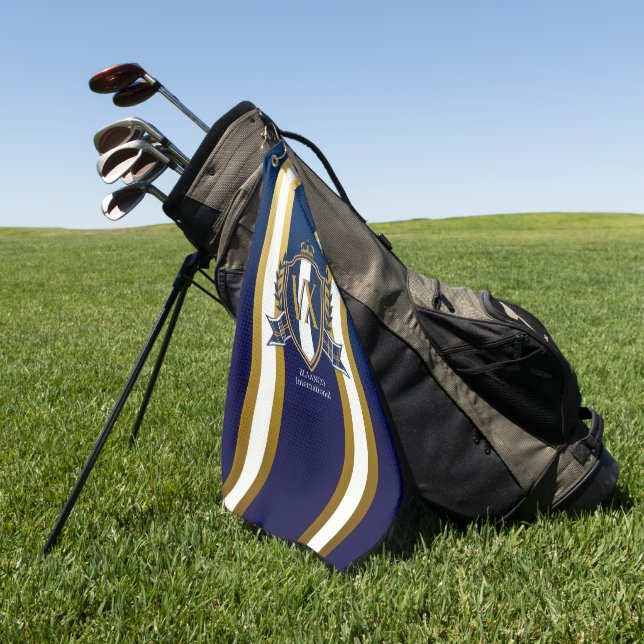 Toalla De Golf Lujo Azul y Blanco con Cresta Monogramada Decorati (Verde)