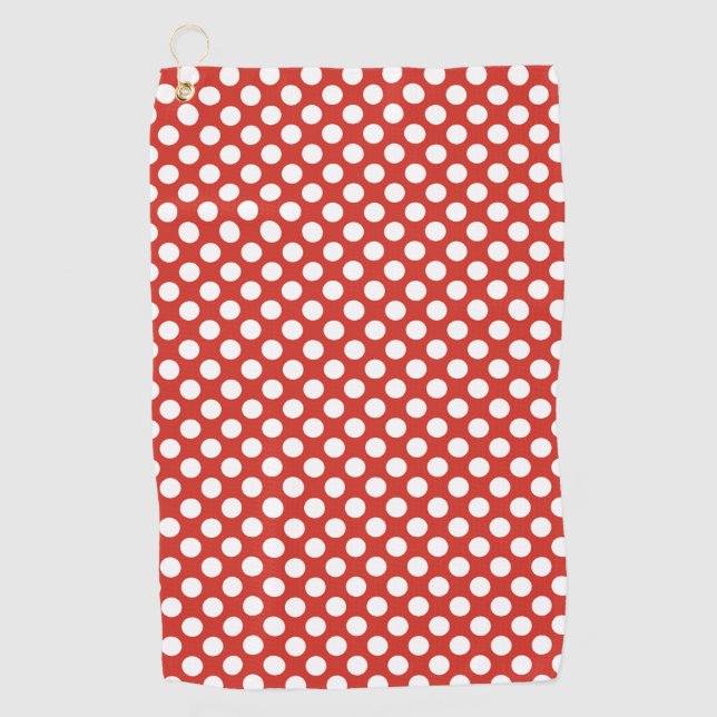 Toalla De Golf Lunares Clásicos Rojo Blanco (Anverso)