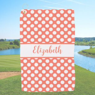 Toalla De Golf Lunares naranjas divertidos nombre personalizado d