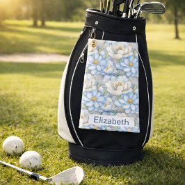 Toalla De Golf Magnolia Azul Hermosa y Peonía Personalizadas
